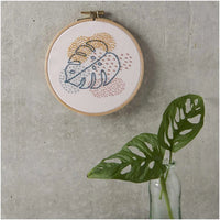 Embroidery Set, Slow Evenings Monstera Ø 15,5cm, Rico - Tuftinglove